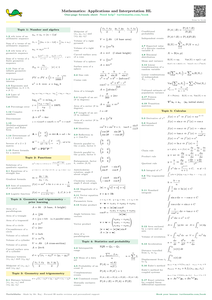 IB Maths AI HL Formula Sheet PDF preview